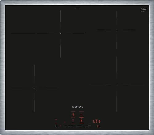 Siemens iQ300 Smartes Induktionskochfeld 60 cm schwarz EH645HFB1E | Zuschaltbare Bräterzone, Home Connect, Favoriten-Taste, Pausefunktion, Kindersicherung, Restwärmeanzeige, Glaskeramik