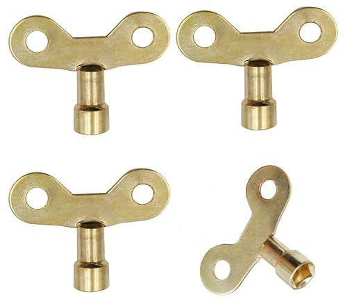 AQSQWQ Brass Radiator Bleed Key,6mm Radiator Key for Venting and Bleeding Radiators,Easy to Handle,Solid Brass Radiator Bleed Valve Key(Pack of 4 - Gold)