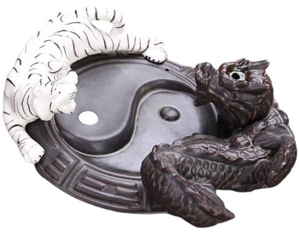 Yardenfun Rückfluss Weihrauchbrenner Drachen Und Tiger-Design Räucherstäbchenhalter Dekoratives Räuchergefäß Für Zuhause Und Büro-Schreibtisch