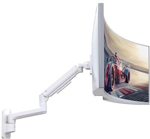 Monitor-Wandhalterung für 43,2 - 124,3 cm (17 - 49 Zoll) Ultrawide Monitore, einzelner Monitorarm hält 2-20 kg Bildschirme, verstellbare Premium-Aluminium-Wandhalterung mit max. VESA 100 x 100 für