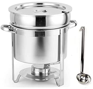 XMWOEIX Suppen-Chafing-Dish, Edelstahl, 11 l, Marmite Chafing Dish, Suppenwärmer mit 35 cm Löffel für Chili und Gumbo