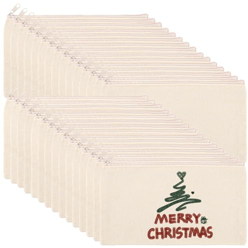 JMIATRY 30 stycken gör-det-själv tomma tygpåsar med dragkedja, Beige, 12x21cm, Traditionell