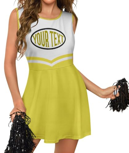 Generisch Personalisiert Cheerleader Kostüm Damen,Cheerleading Outfit mit Ihr Text Name Foto,High School Cheerleader Kostüm,Kostüm Cheerleader für Karneval Mottoparty