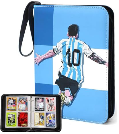 Karten Sammelalbum Fussball, 50 Seiten 400 Karten Kapazität Sammelalbum Fußball Karten, Sammelkarten Album mit Reißverschluss und Griffschlaufe, Wasserdicht 3 Ringe Karten Mappe Binderl