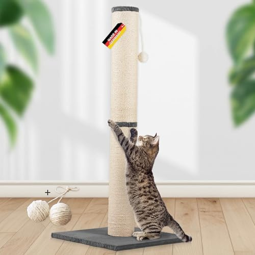 Rohrschneider Kratzbaum XL, Ø12 cm Kratzsäule Sisal, Gr. 2 (H107 cm) d.grau