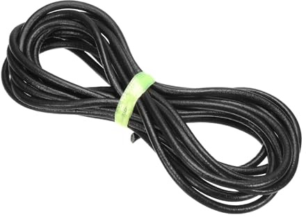 PATIKIL Cordino in Pelle Intrecciata Rotonda, 6mm Cordoncino in Pelle Piatto Piegata Corda di Cuoio per Artigianato, Creazione Gioielli, Collane, Bracciali, Nero(4ft)