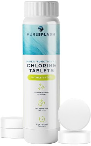𝐏𝐔𝐑𝐄 𝐒𝐏𝐋𝐀𝐒𝐇! 10 x 20g Chlorine Tablets – Resealable Tube + Optional Dispenser | Easy-Dose Pool Treatment for Clean, Clear Water | Ideal for Hot Tubs, Travel & Small Pools