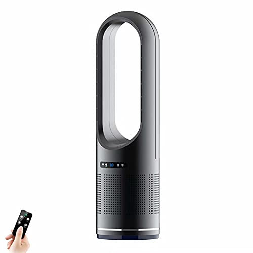 Cooling and Heating Modern Fan,46 Bladeless Tower,2000W Space Heater,Air Purifier Leafless with 80° Oscillating/8 Speeds/8h Timer/LED Display,Pedestal
