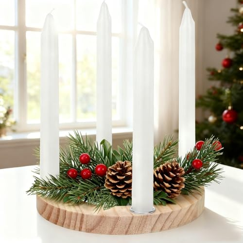 Candle Holder Advent Wreath Numbers 1-4 Wooden Small Advent Wreath Wooden Round Candle Holder for 4 Candles (Diameter 2.3 cm), Candle Holder Advent Wreath for Modern Advent Arrangement Christmas