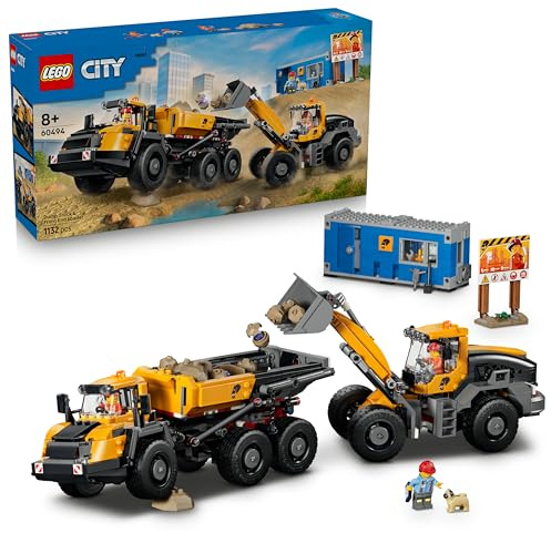 LEGO City Camion Ribaltabile e Pala Meccanica - Veicoli Giocattolo da Cantiere con Funzioni Operative e 3 Minifigure - Regalo di Compleanno STEM per Bambini da 8 Anni in su - 60494