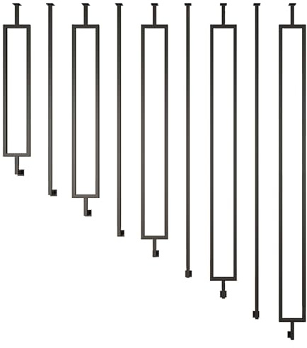 Main Courante pour marches, Rampe d'escalier pour Mezzanine avec Fixations, poteaux de Balustrade en Fer forgé Noir carré, rampes de Parapet transitionnelles(Straight Pipe,150cm)