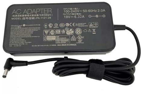 Laptop-Adapter, 19 V, 6,32 A, 120 W, AC, kompatibel mit Asus ROG Gaming G2 G2K G2PB G2PC G2S G3A