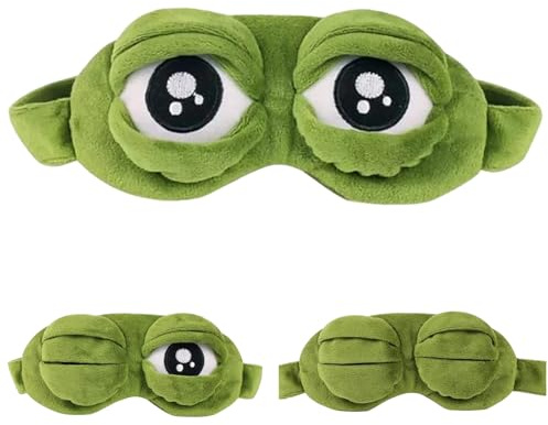 Frosch Schlaf Augenmaske, Flusen Karikatur Frosch Schlafen Lustige Neuheit Augen Abdeckung Eyeshade Reise Maske, 3D Augenmaske Kinder, Grün Schlafmasken, Für Erwachsene und Kinder geeigne