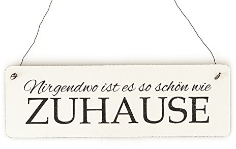 Interluxe Shabby Vintage Schild Türschild NIRGENDWO IST ES SO SCHÖN WIE ZUHAUSE Holzschild Landhaus Impression