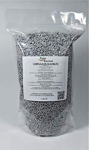 Abono Complejo 06-10-22 NPK con Hierro. 1 Kg. Fertilizante idóneo para el Cultivo de la Vid y una Gran Variedad de frutales.