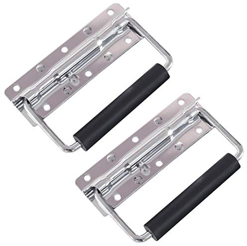 HMF Lot de 2 poignées pliantes à ressort (12,5 x 4 cm) avec 6 trous - Argenté
