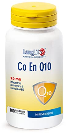 LongLife CO EN Q10 20 mg | Koenzym Q10, ren ubidekarenon | Antioxidant och proenergi| Från jäsning | 100 tabletter | Glutenfri och Halal-certifierad