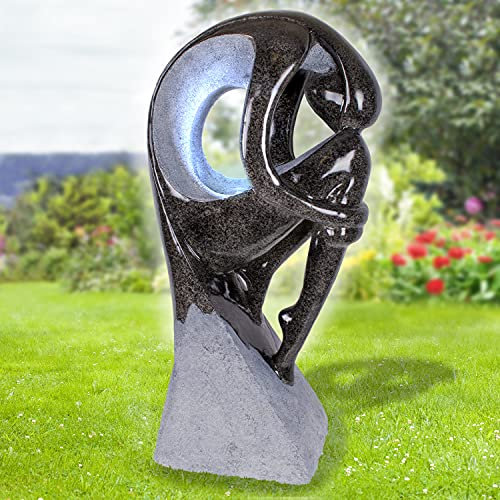 Gartenbrunnen Brunnen Zierbrunnen Zimmerbrunnen Springbrunnen Brunnen Seelen-Frieden mit LED Licht -230V Wasserfall Wasserspiel für Garten, Gartenteich, Terrasse, Balkon Sehr Dekorativ