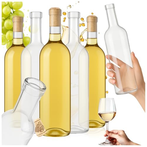 SUPERBUTELKI.PL Weinflaschen Leer 750ml mit Korken 15er Set, Sehr Haltbares Glasflaschen mit Korken für Wein, Universal Flaschen für Ferschiedene Getränkearten, Elegantes Glas, Vorratsflaschen Glas