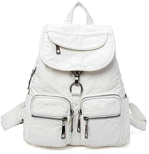 Karoukee Sac à dos mode multi-poches moyen pour femme doux végétalien simili cuir décontracté sac à dos concepteur tendance sacs à dos de voyage pour dames et adolescentes
