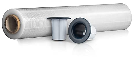 V1 TRADE Stretchfolie Transparent – Strechfolienrolle 1,7 kg mit Abroller | Verpackungsfolie und Wickelfolie – 285 m lang und 50 cm breit – mit Abroller zum Verpacken von Möbeln und Paletten.