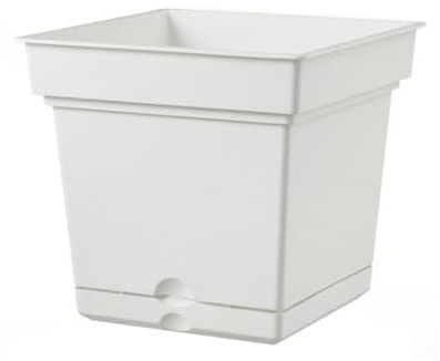 Decor Space Vaso quadrato Still elements in plastica colorati da esterno per fiori e piante (38 cm, Bianco)