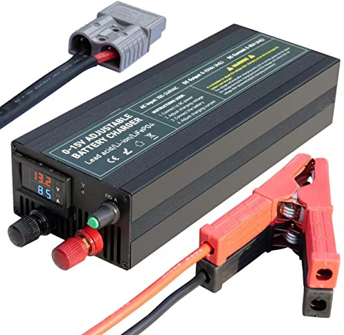 Capacity.Li Chargeur de batterie de voiture 85 A 14,6 V, chargeur de batterie intelligent de voiture, mainteneur de batterie intelligent, chargeur à régime lent pour batterie rechargeable au lithium