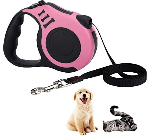 Hundeleine, Einziehbar Hundeleine,hundeleine ausziehbar,für Kleine, Mittlere und Große Hunde, Rosa, 3 Meter