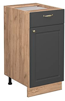 Vicco Küchenunterschrank Fame-Line, Anthrazit-Gold, 40 cm | MDF-Front · Ohne Arbeitsplatte · Höhenverstellbare Füße · Metallgriffe · Soft-Close