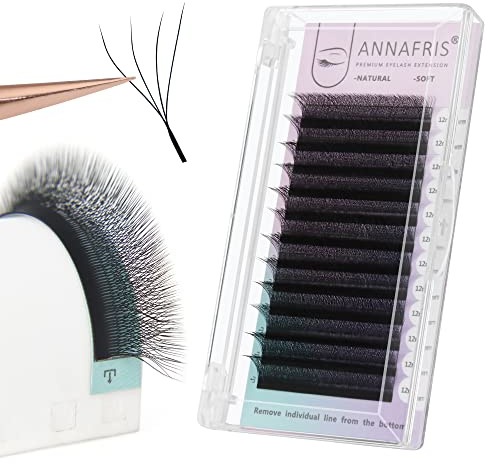 ANNAFRIS 4D Wimpern Extension Premade Fan W C Curl 9mm Vorgefächerter Fertige Fächer Wimpernverlängerung 4D Russian Volumen Eyelash Extension Cluster Künstliche Lash(0.07-C 9mm)