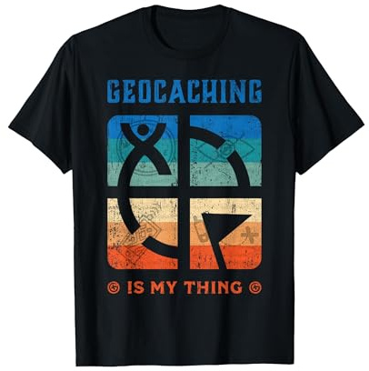 Geocacher Geocaching Supplies Kit Tools Trinkets Geocaching T-Shirt, Men, Black, Large