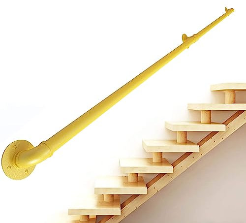 ASXCAQ Corrimano Scale Interni Esterni Gradini - Scale Ringhiera Corrimano per Anziani Disabili Bambini Metallo Giallo Ferro Battuto Esterno Esterno Montaggio A Parete (Dimensioni : 2ft)