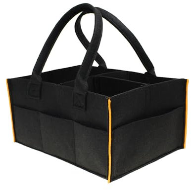 SILUK Baby Windel Aufbewahrungstasche Filztasche, Tragbarer Organizer Filzkorb Multifunktionale Wickeltasche, Aufbewahrungsbox mit wechselbaren Fächer (Gelb)