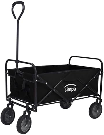 simpa Multi-Purpose Large Capacity Collapsible Folding Trolley Utility Cart - Black 92.5cm (W) x 53 (H) x 119cm (L) - Choose from 2 Colours!