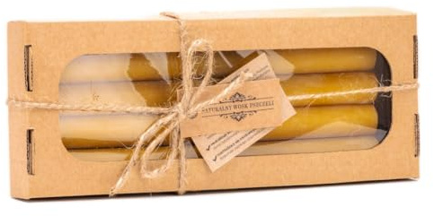 Bienenwachs Stabkerzen 4er SET, Stabkerze, Tafelkerze, Höhe 25cm, Durchmesser 2cm, in Geschenkkarton