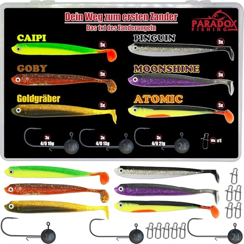 Paradox Fishing Gummifische 7,5cm 10cm 13cm - Zanderköder Gummifisch Zander Köder Gummifische Set Barschköder Barsch Köder - perfekt für Barsch und Zander