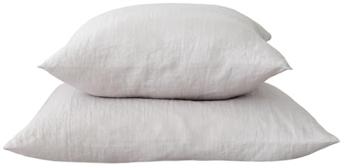 LinenMe Federa in Lino – 2 pezzi - 50 x 75 cm in 100% puro lino lavato naturale – Biancheria da letto in lino traspirante, termoregolatore, ipoallergenico, morbido e resistente - Argento