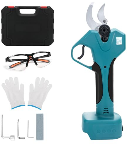 WingFly Batteridriven grensax, elektrisk trädgårdssax, kompatibel med Makita 18 V batterier, borstlös motor, max 30 mm skärdiameter lämplig för rabatter, trädgårdar, grenar (blå)