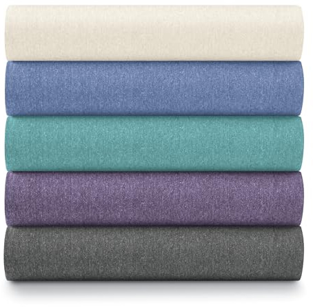 Ella Jayne Twin XL Jersey Sheet Sets (4 Pieces) All Seasons, Wrinkle Resistant, Cozy Stretchable Knit T-Shirt, Super Soft with Deep Pockets Jersey Sheets Twin XL (Heather Green)