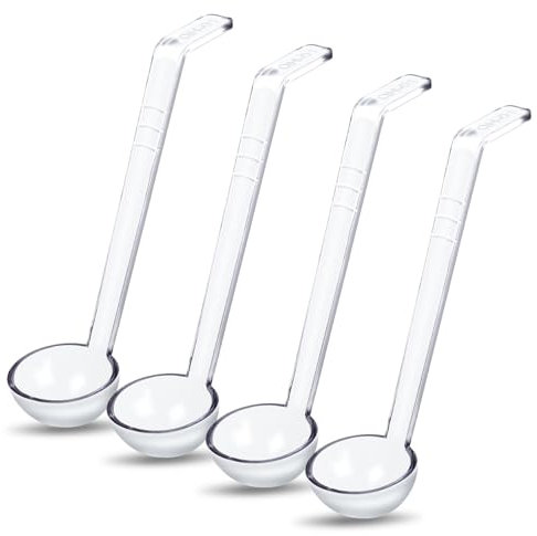 4 Pcs Clear Small Ladle 8.3 Inches Long Handle Ladles for Serving Spoons Mini Plastic Ladle for Serving Dressings Soup Punch Bowl Fruit Juices Cocktail Party Catering