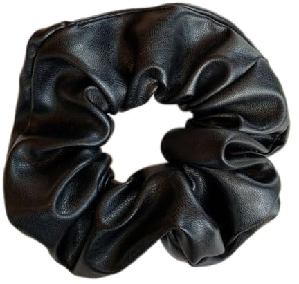2 Stück Leder Haargummis für Damen,Elastische Haargummi,Scrunchies,Einfarbig Haare Ringe,Haarschmuck Kopfbedeckung,Haarbänder für Pferdeschwanz Frauen Mädchen Damen,Schwarz