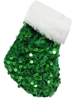 Blausky 6 Stück Weihnachtsstrumpf,Klein Weihnachten Geschenktasche,Pailletten Nikolausstiefel,Mini Nikolausstrumpf Anhänger,Kamin hängende Strumpf,Weihnachtsdeko,für Weihnachten,Grün