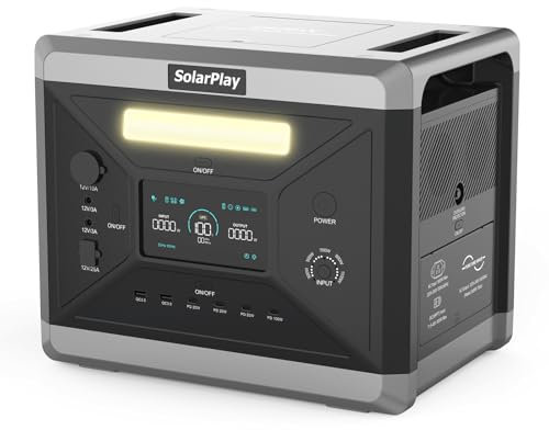 SolarPlay Q2501 Centrale Elettrica Portatile 2160 Wh con Batteria LiFePO4, 2400 W Uscita Continua, Ricarica Solare Rapida, per Backup Casa e Attività All'aperto