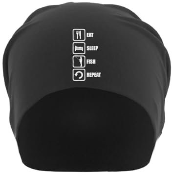 Atspauda Eat Sleep Fish Repeat Fisherman Logo Unisex dünne Baumwolle Slouch Beanie schwarz, Schwarz , Einheitsgröße