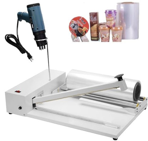 MiBoce Shrink Wrap Heat Sealer, 2 in1 Manual Heat Sealing Machine, with Heat Gun, 9 Levels Temperature Adjustable, Compatible with PE POF Film, for Food, Books & Boxes Packaging