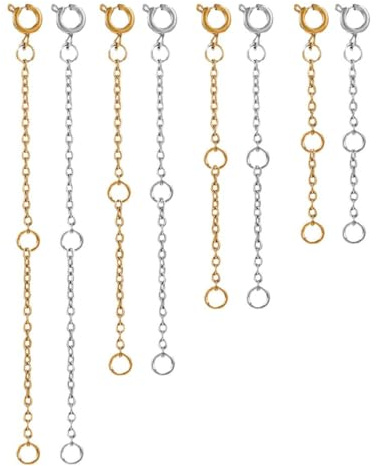 Rallonge de chaîne en argent 8 pièces, rallonge de collier, rallonge de chaîne durable pour la fabrication de bijoux, collier, bracelet