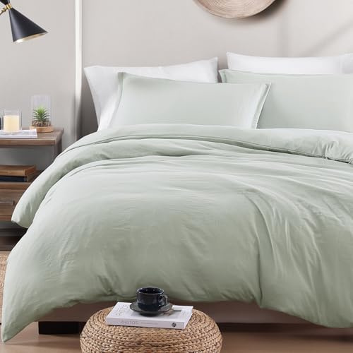 LANE LINEN Set di biancheria da letto super king size, 4 pezzi, copripiumino in microfibra prelavata, lenzuolo con angoli e federa, accogliente e resistente (minerale)