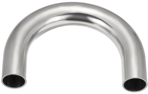 PATIKIL 180 Degree Sanitary Extended Pipe, 1inch OD U Mandrel Bend Elbow Exhaust Pipe Straight Connector 304 Stainless Steel Extended Pipe for Welding Modified Stair Handrail HVAC
