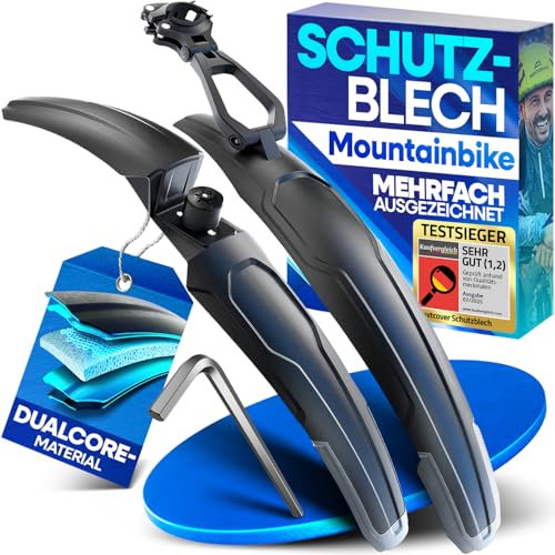 Nextcover® Fahrrad Schutzblech Mountainbike Set für Vorne & Hinten I Abnehmbares MTB Schutzblech Set mit Anleitung & Werkzeug I Schutzbleche Mountainbike - Spritzschutz für Fahrräder 24-29 Zoll