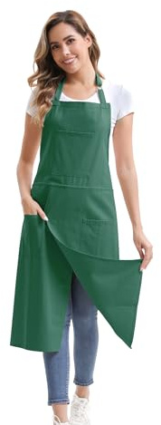 Nanxson Unisex Bauwolle Schürze Töpfer Schürze Lang Schürze mit 3 Taschen | Frontschlitz Arbeitsschürze verstellbare Schnalle für Töpfer, Malerei, Keramik Rad, DIY, Kunst